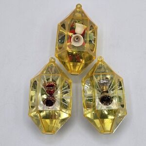 3 Vtg Jewelbrite Mcm 3D Diorama Christmas  Ornament Bells